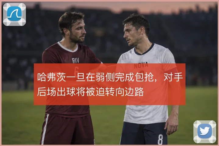 哈弗茨一旦在弱侧完成包抢，对手后场出球将被迫转向边路